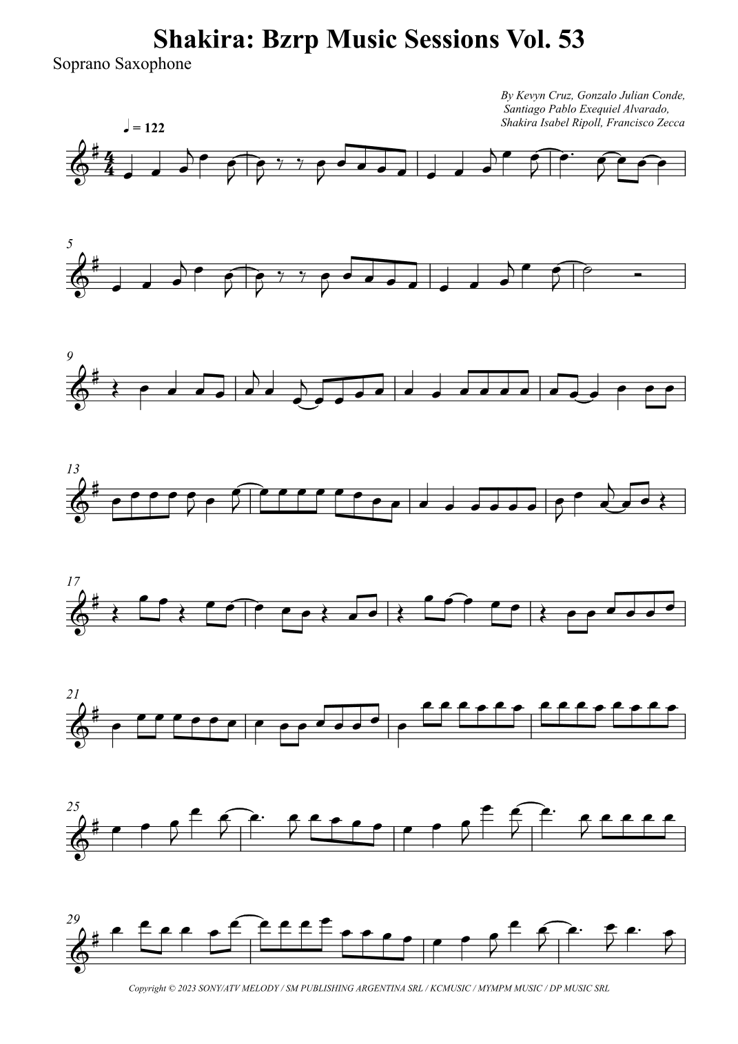 Shakira: Bzrp Music Sessions Vol. 53 (arr. Wesley S. SIlva)
