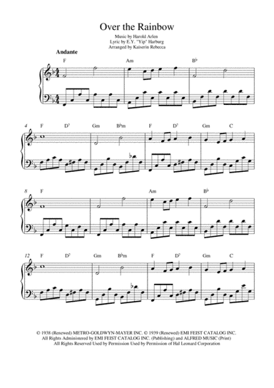 Over The Rainbow (from The Wizard Of Oz) (arr. Kaiserin Rebecca)