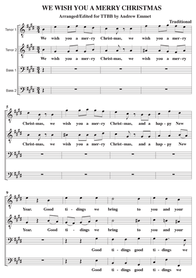 We Wish You A Merry Christmas A Cappella TTBB (arr. Andrew Emmet)