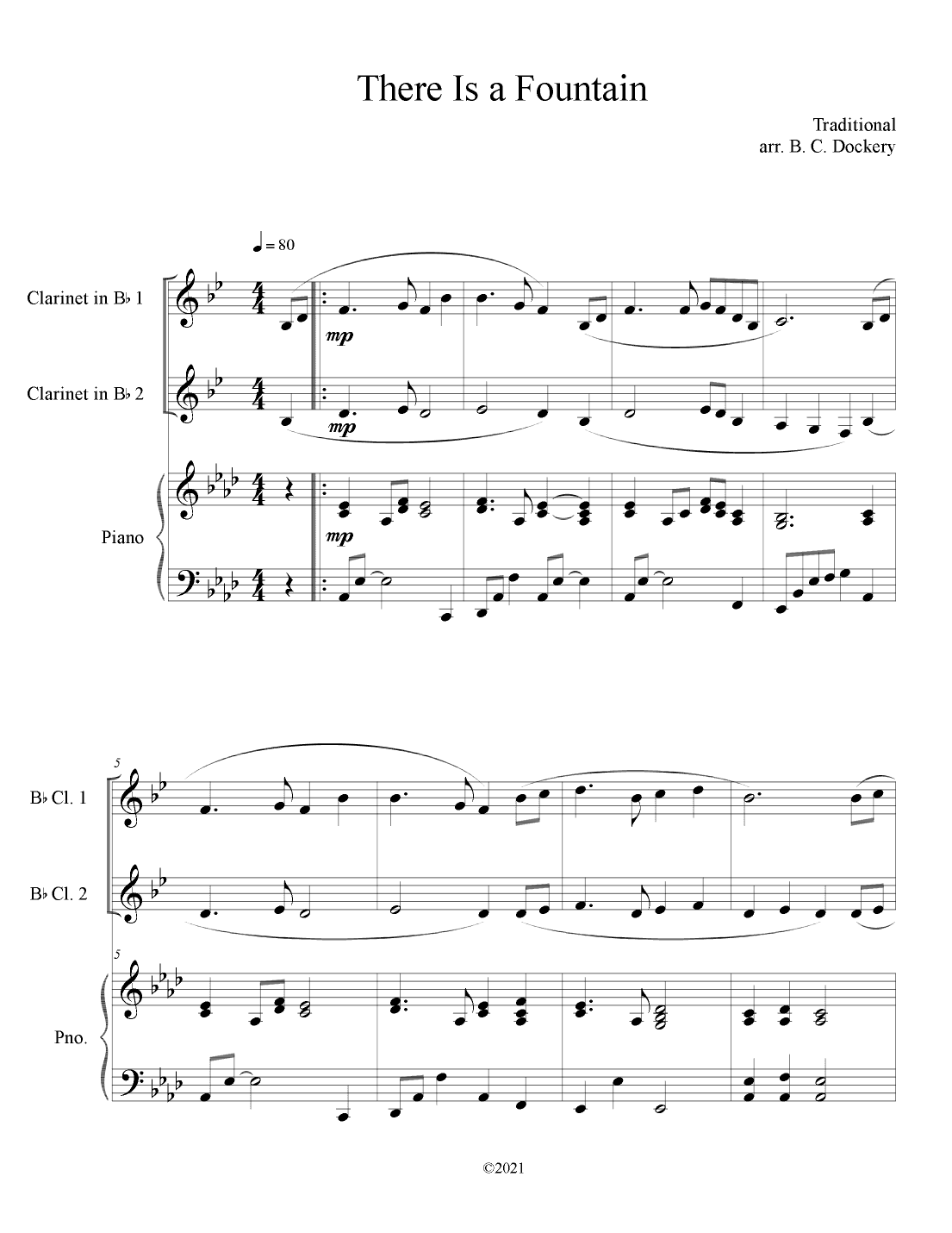 There is a Fountain (Clarinet Duet with Piano Accompaniment) (arr. B. C. Dockery)