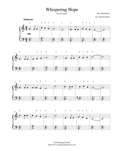 Whispering Hope - for easy piano (arr. Samuel Stokes)
