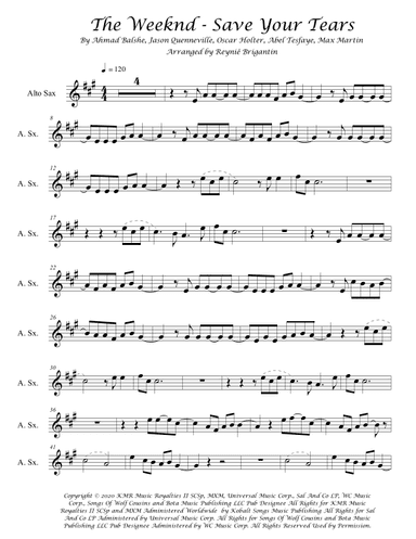 Save Your Tears (arr. Reyniê Brigantin)