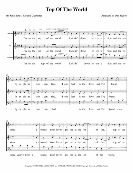 Top Of The World (arr. Dan Signor)