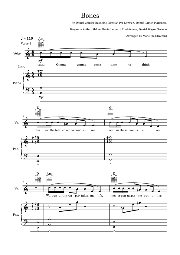 Bones (arr. Madeline J Stratford)