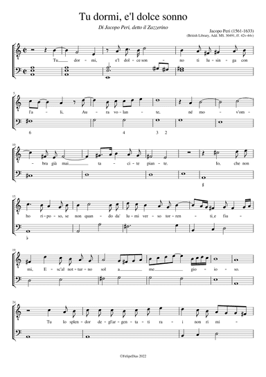 Tu dormi e'l dolce sonno (arr. Early Music Scores)