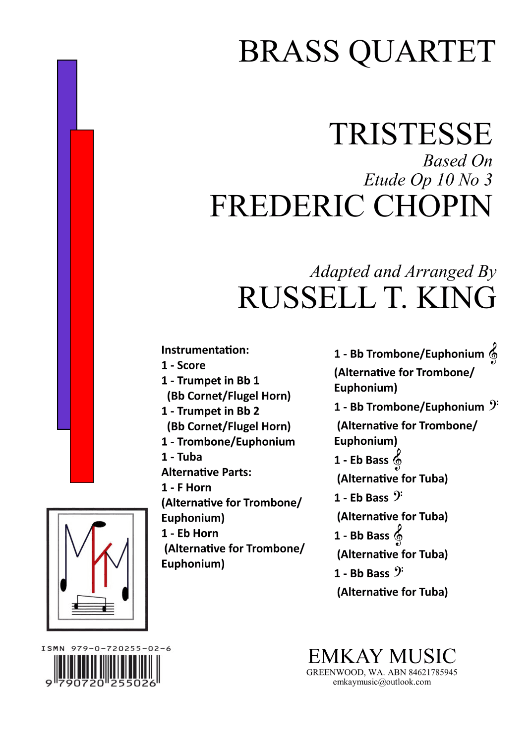 TRISTESSE – BRASS QUARTET (arr. RUSSELL T. KING)