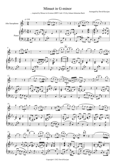 Minuet in G-minor (alto sax & piano) (arr. David Kocijan)