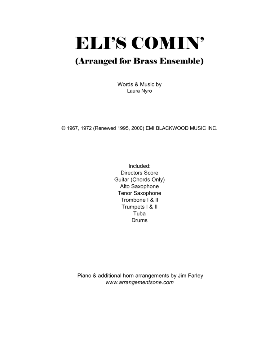 Eli's Comin' (arr. Jim Farley www.arrangementsone.com)