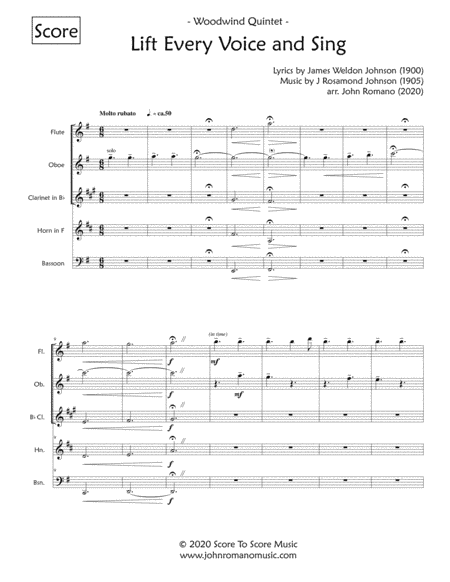 Lift Every Voice And Sing - Woodwind Quintet (arr. John Romano)