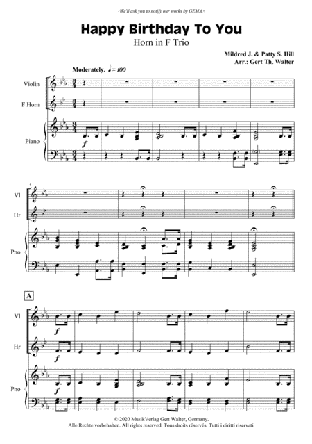 Happy Birthday To You (arr. Gert Th. Walter)