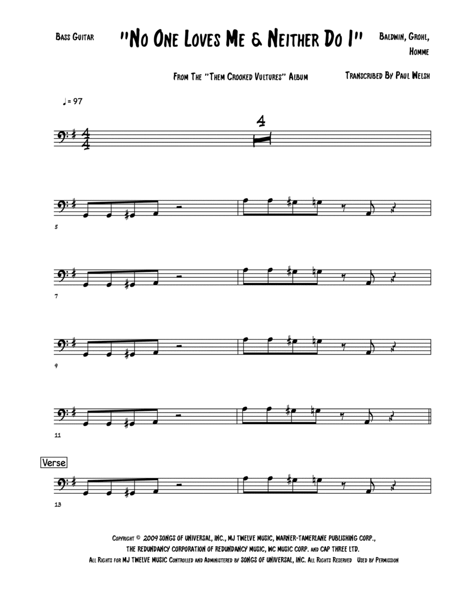 No One Loves Me (arr. Accubass)