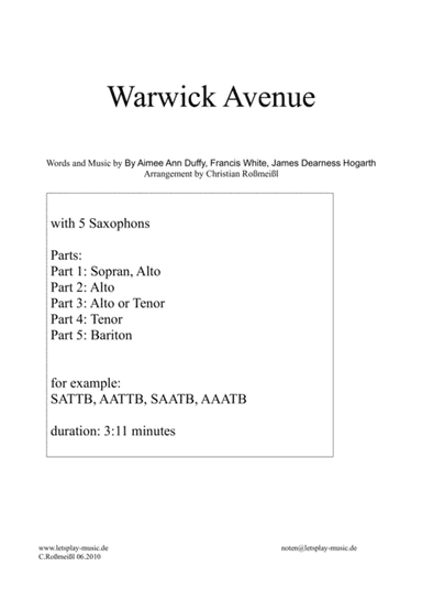 Warwick Avenue (arr. Christian Roßmeißl)