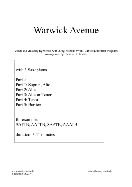 Warwick Avenue (arr. Christian Roßmeißl)