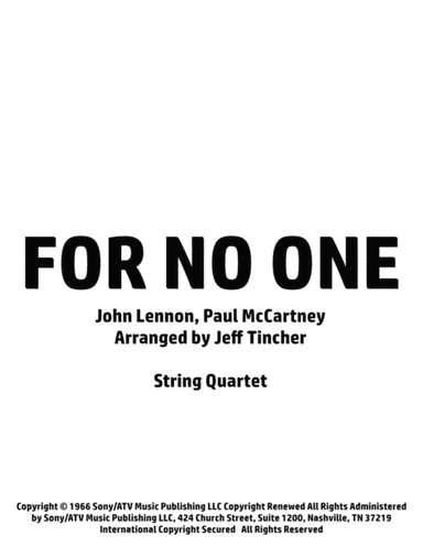 For No One (arr. Jeff Tincher)