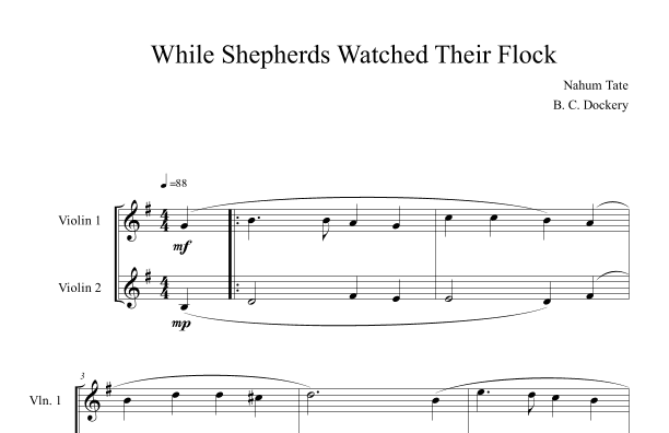 While Shepherds Watched Their Flock (Violin Duet) (arr. B. C. Dockery)