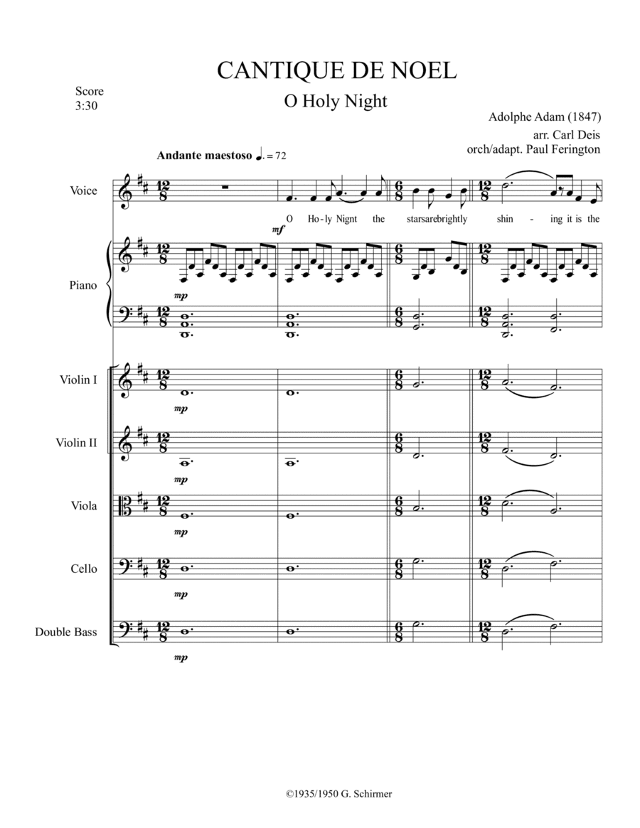 "O Holy Night" in D (arr. Paul Ferington)