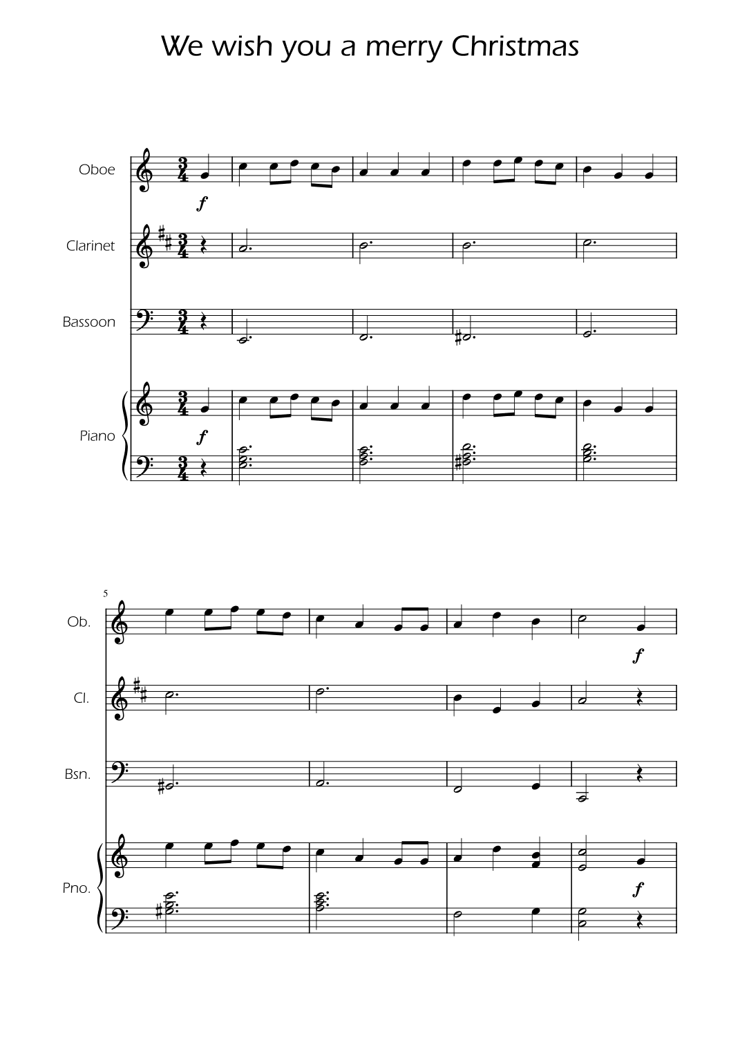 We Wish You a Merry Christmas - Woodwind Trio w/ Piano (arr. Ygor Nunes)