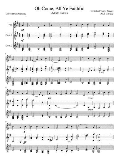 Oh Come All Ye Faithful (for Two Guitars and Violin/Flute/Voice) (arr. Zeljko Trbusic)
