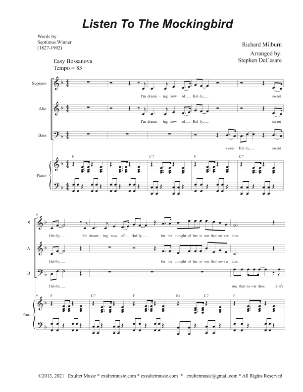 Listen To The Mockingbird (SAB) (arr. Stephen DeCesare)