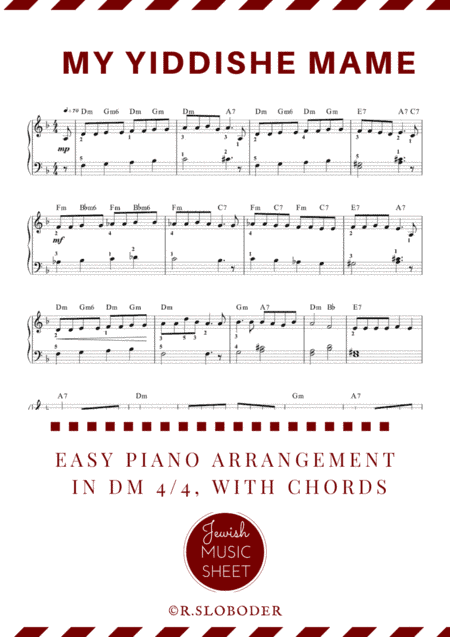 My Yiddishe Mame. Easy piano tutorial. (arr. R.Sloboder)