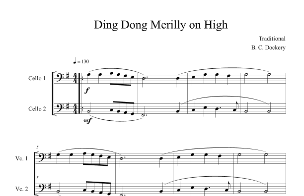 Ding Dong Merrily on High (Cello Duet) (arr. B. C. Dockery)