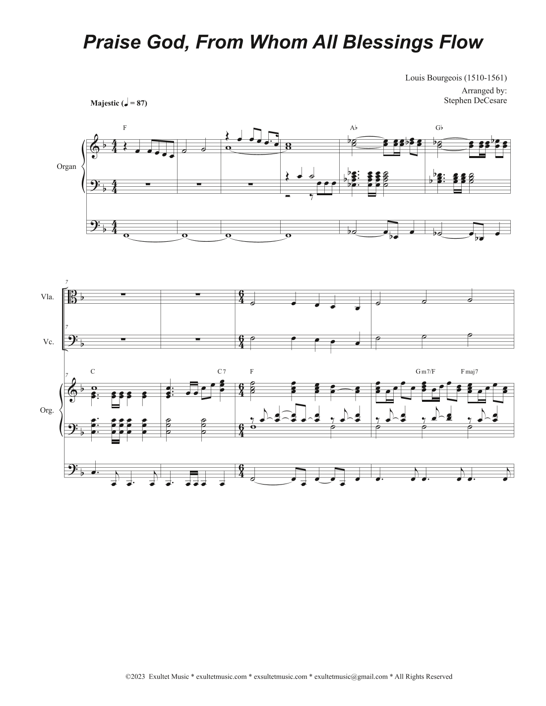 Praise God, From Whom All Blessings Flow (String Quartet and Organ) (arr. Stephen DeCesare)