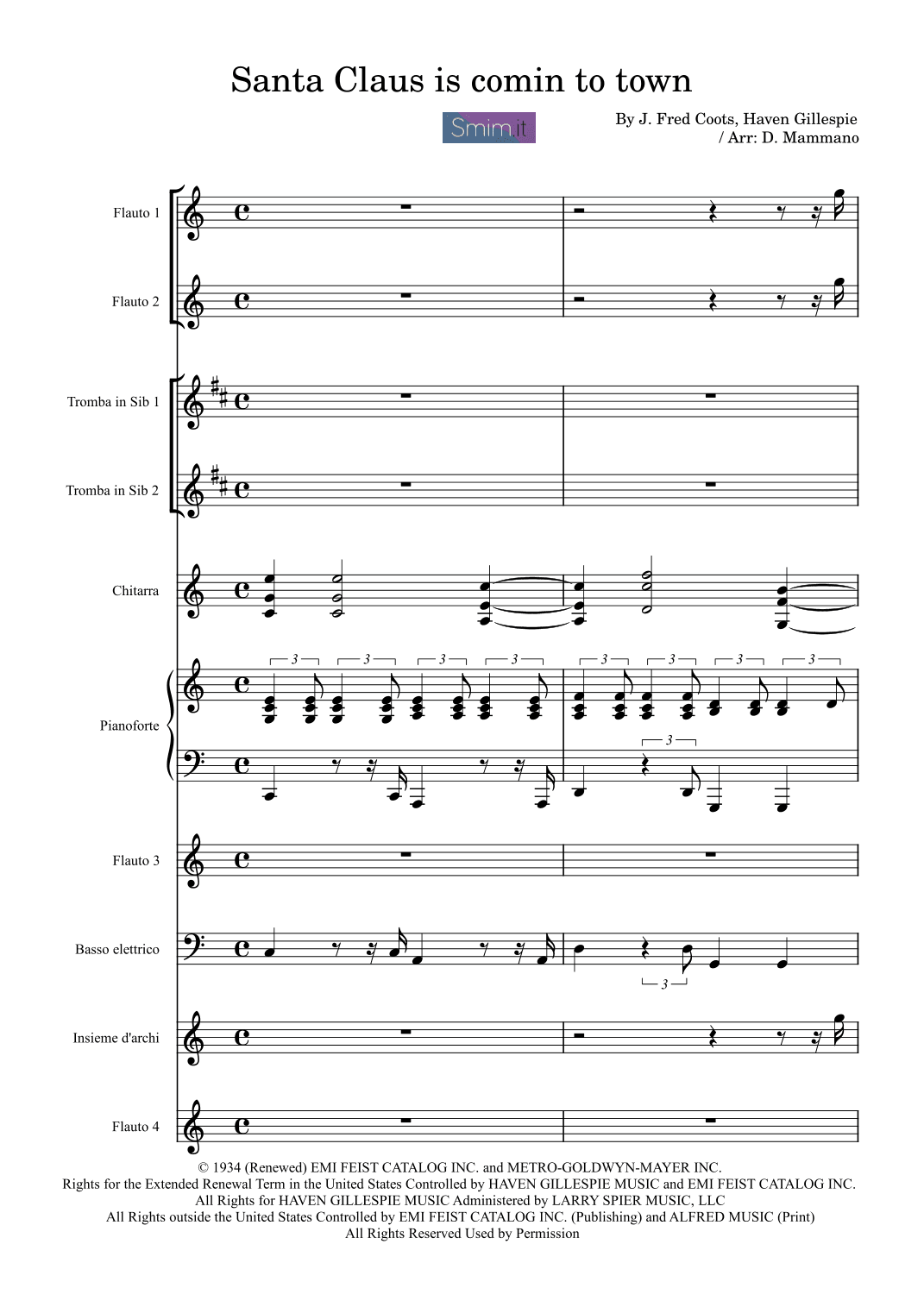 Santa Claus Is Comin' To Town (arr. Davide Mammano)