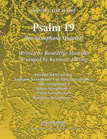 Psalm 19 - Benedetto Marcello (for Saxophone Quintet SATTB or AATTB) (arr. Kenneth Abeling)
