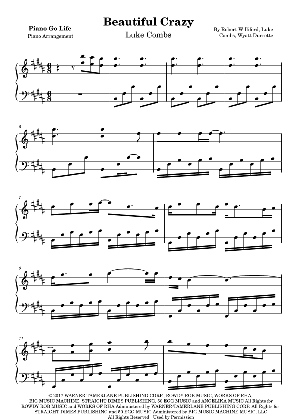 Beautiful Crazy (arr. Piano Go Life)