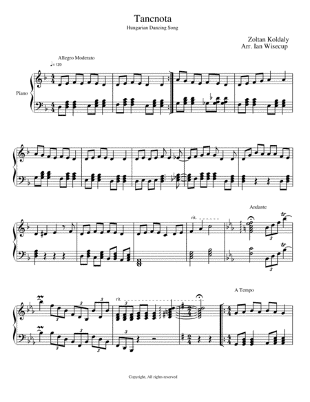 Tancnota (Meg azt mondjak nem illik) (arr. Ian Wisecup)