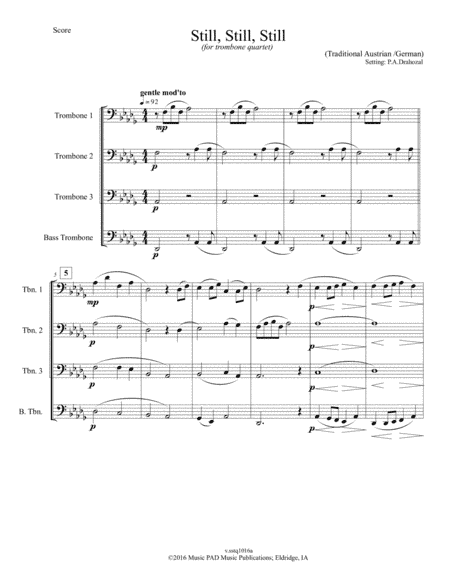 Still, Still, Still for TROMBONE QUARTET (arr. P.A.Drahozal)