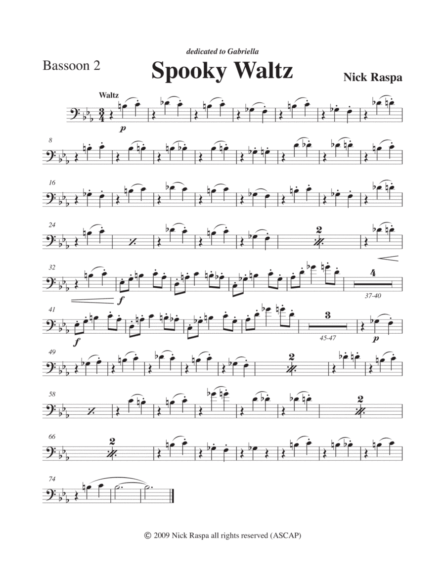 Three Dances for Halloween - Bassoon 2 part