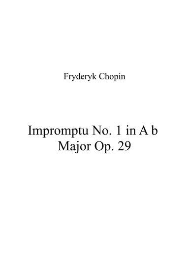 Impromptu No. 1 in A b Major Op. 29 (arr. Patrizia Luraschi)