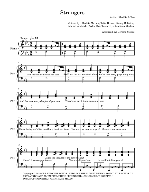Strangers (arr. Jerome Stokes)