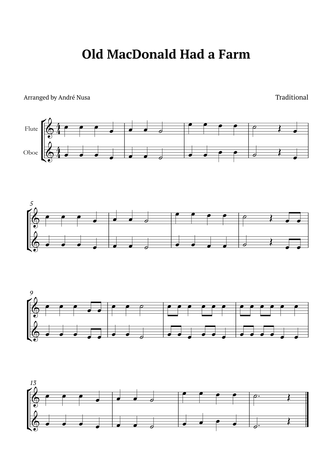 Old MacDonald Had a Farm (arr. André Nusa)