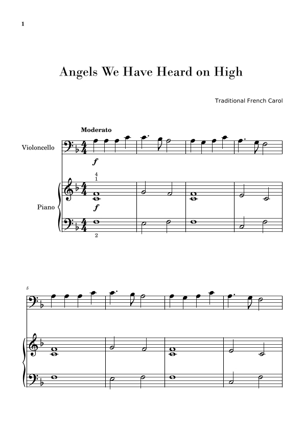 Angels We Have Heard on High (for Cello and Piano Beginners) (arr. Gisele Sant'Ana)