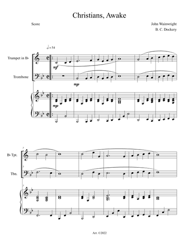 Christians Awake (Trumpet and Trombone Duet with Piano Accompaniment) (arr. B. C. Dockery)