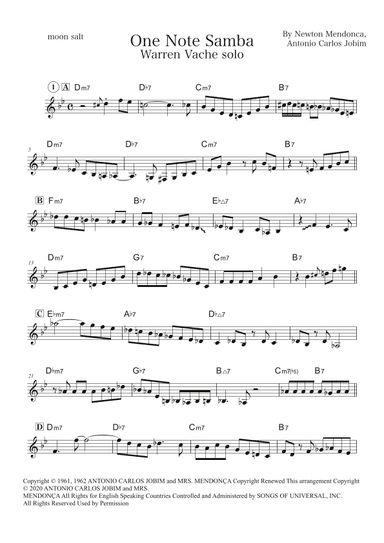 One Note Samba (samba De Uma Nota So) (arr. moon salt)