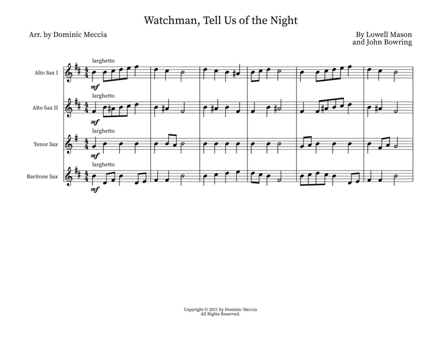 Watchman, Tell Us of the Night (arr. Dominic Meccia)