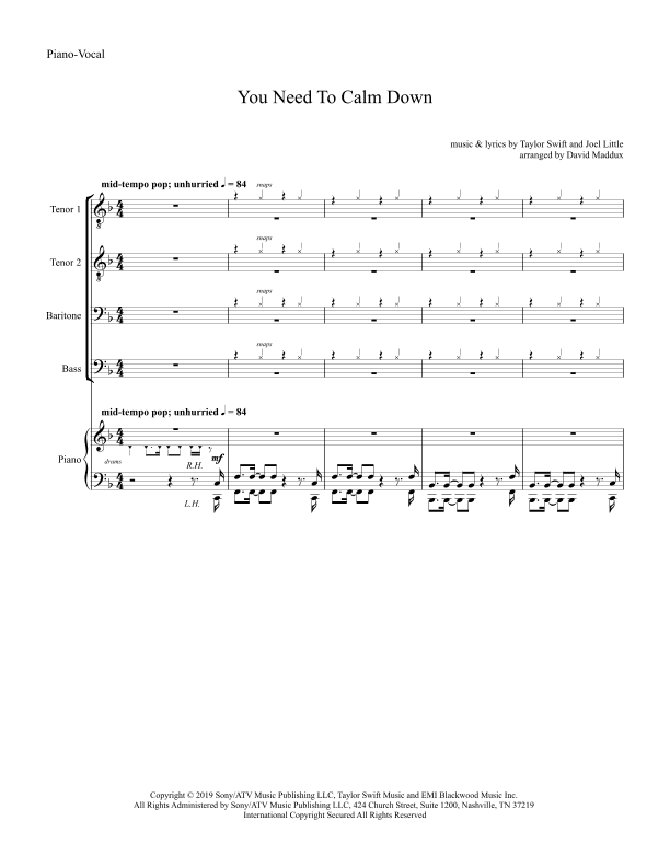 You Need To Calm Down (arr. David Maddux)