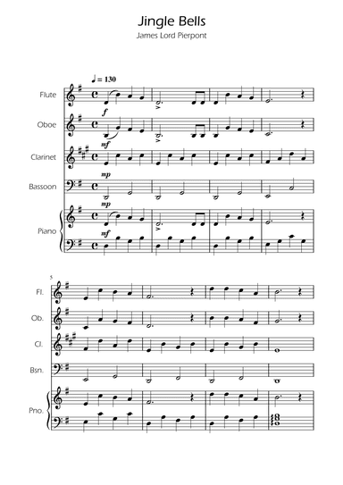 Jingle Bells - Woodwind Quartet w/ Piano (arr. Ygor Nunes)