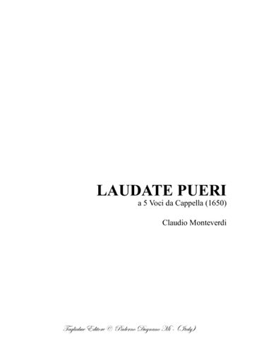 LAUDATE PUERI - C. Monteverdi - A 5 voci da Cappella (1650) (arr. Renato Tagliabue)