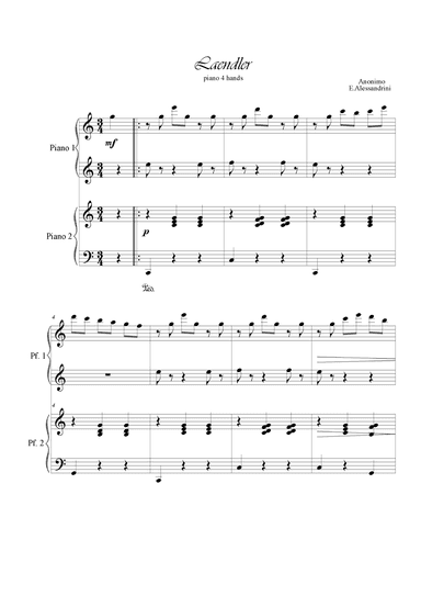 Laendler. Piano 4 hands (arr. Ester Alessandrini)
