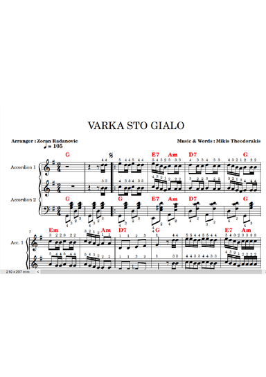 Varka Sto Gialo (arr. Zoran Radanovic)