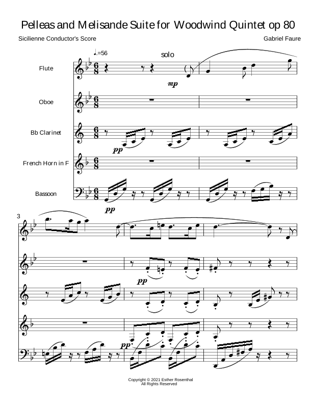 Pelleas and Melisande --Sicilienne (arr. Esther S Rosenthal)