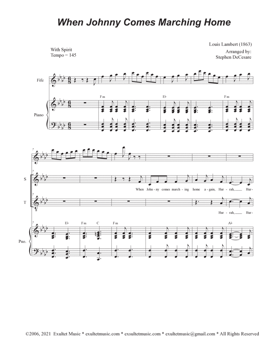 When Johnny Comes Marching Home (Duet for Soprano and Tenor solo) (arr. Stephen DeCesare)