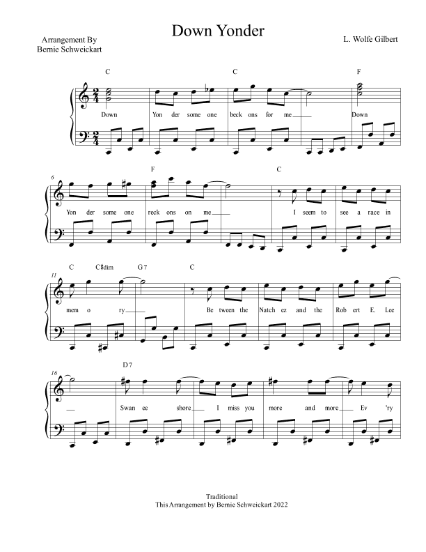 Down Yonder (arr. Bernie Schweickart)