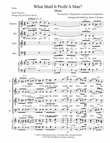 What Shall It Profit A Man? (arr. James F. Rickley)