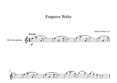 Emperor Waltz - Johann Strauss Jr. (Alto Sax) (arr. Digital Book Music)