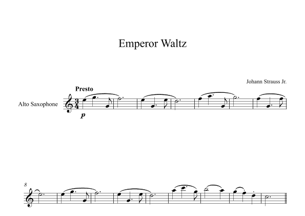 Emperor Waltz - Johann Strauss Jr. (Alto Sax) (arr. Digital Book Music)